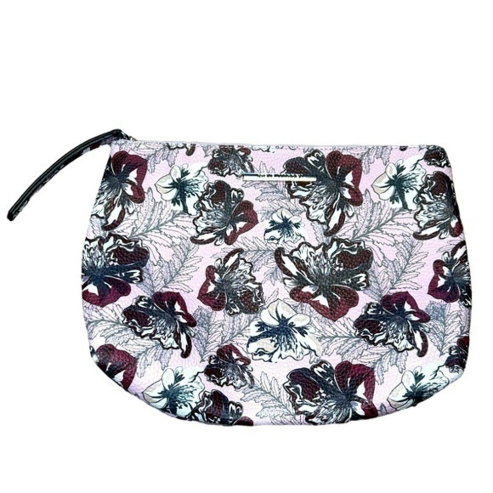 STEVE MADDEN PINK FLORAL ZIP CLUTCH BAG, TOILETRY BAG, MAKEUP BAG